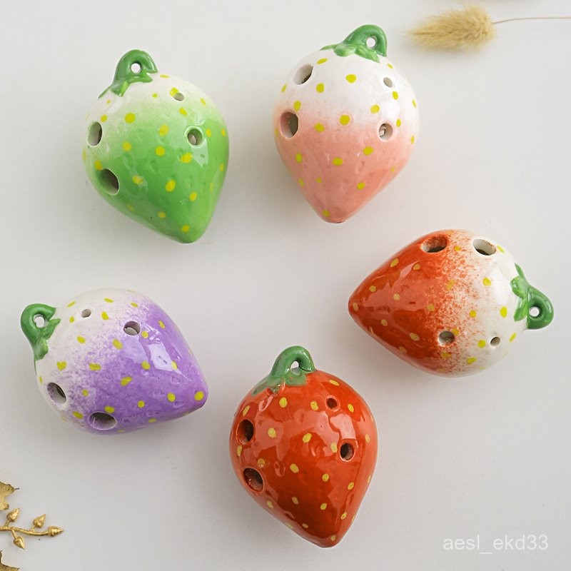 6 Hole Middle C key Ocarina Strawberry Shape Ocarina Ceramics Material Musical instruments