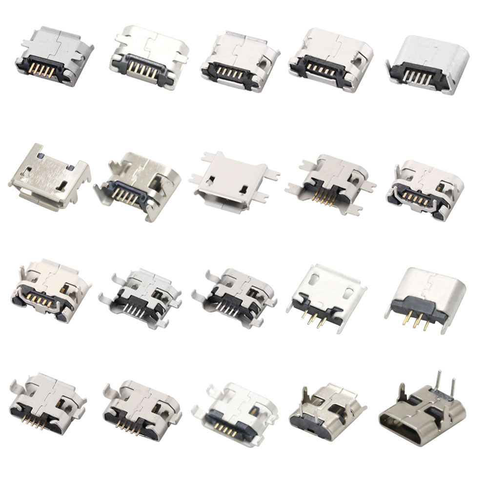 Micro USB 2P 5P แจ็คชาร์จพอร์ตปลั๊ก Dock Charger DIP SMD สําหรับโทรศัพท์ Tabletels ลําโพงฯลฯพอร์ต Socket Power Connector