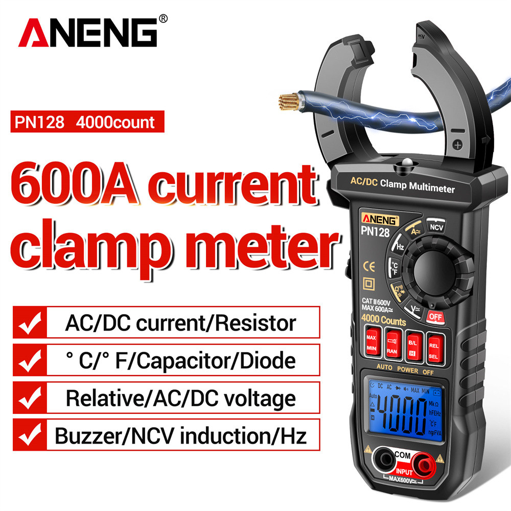 Digital Multimeter Clamp True RMS NCV Multimeter เครื่องมือไฟฟ้า (สีดํา)