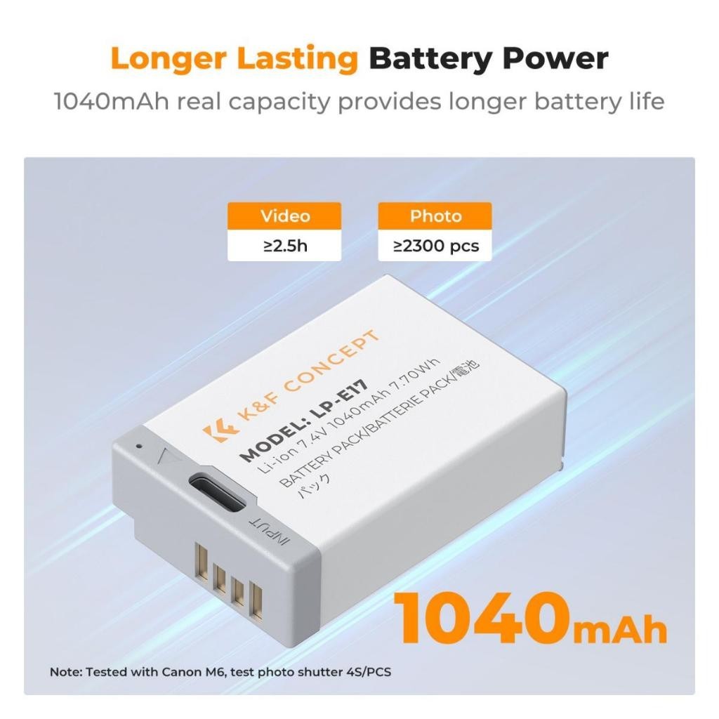 K&F LP-E17 Battery with Type C Fast Charging LPE17 1040mAh แบตเตอรี่รุ่นชาร์จในตัว (ประกันศูนย์) - รูปที่ 4