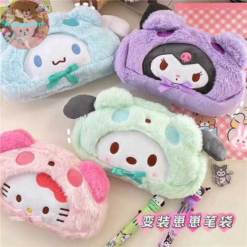 Strongaroetr Sanrio Plush ดินสอกระเป๋าเครื่องสําอางขนาดใหญ่ความจุปากกากระเป๋า Hello Kitty Kuromi Melody เครื่องเขียนเก็บกระเป๋าอุปกรณ์การเรียน TH