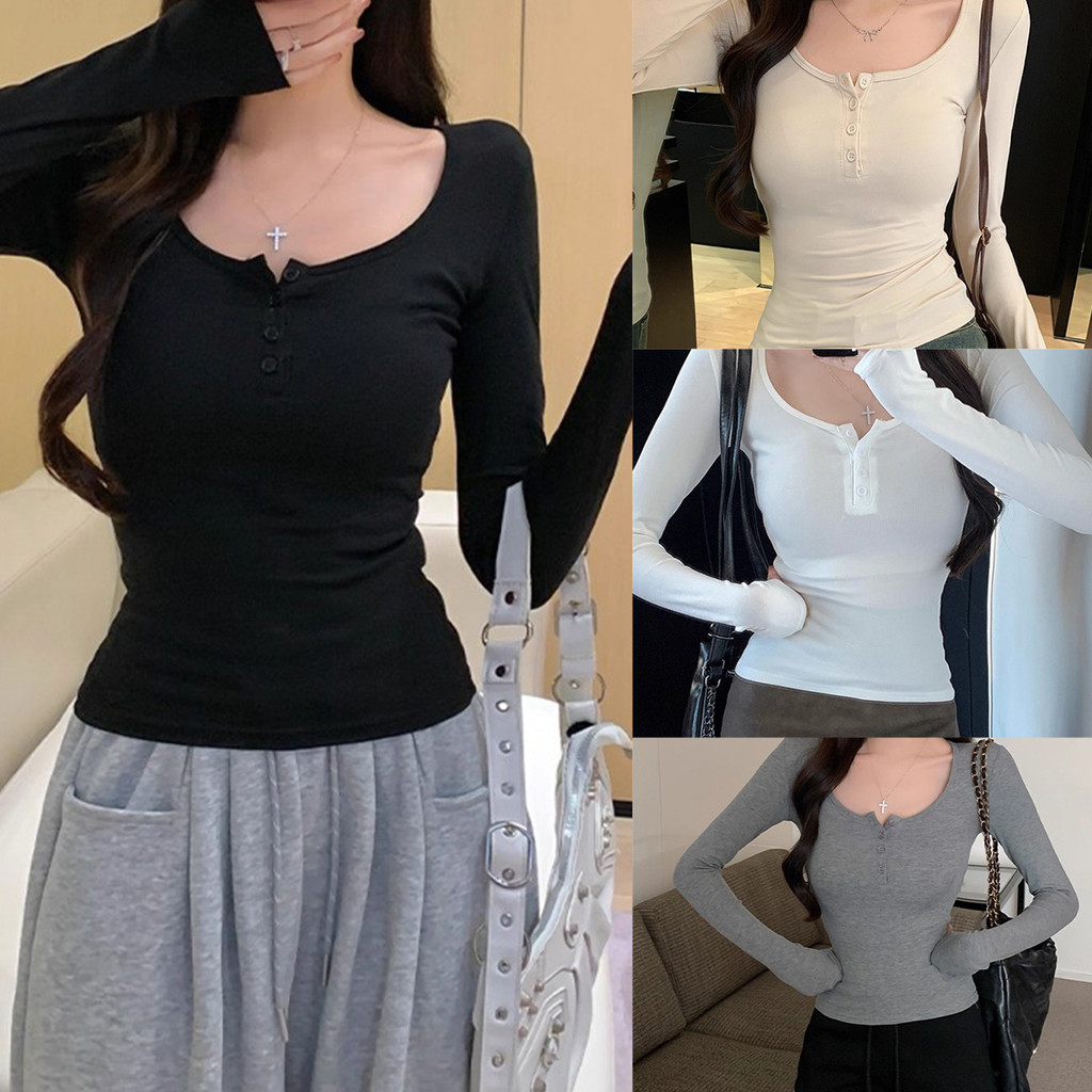 เสื้อยืดแขนยาว แบบนิ่ม แบบหนา พิมพ์ลาย สวมใส่สบาย แฟชั่นเรียบง่าย สไตล์เกาหลี สําหรับผู้หญิง