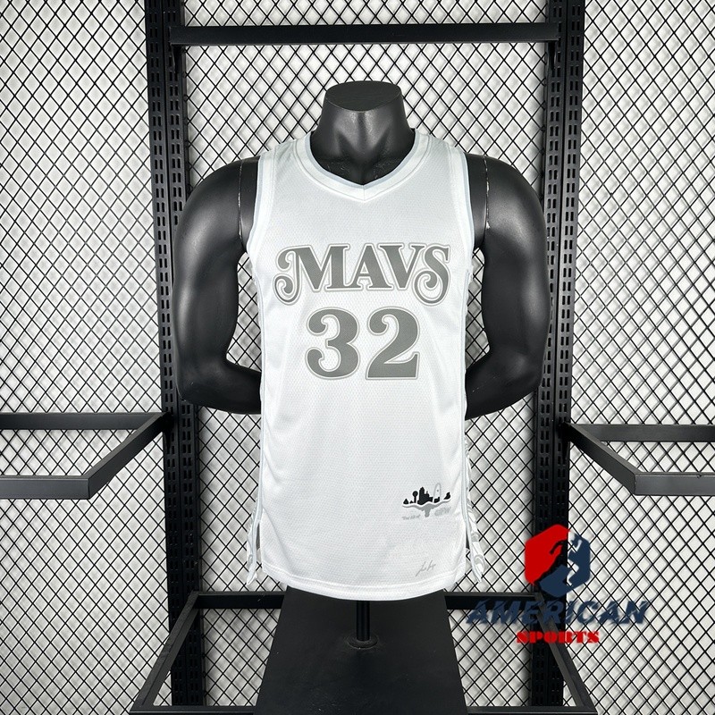 แจ็กเก็ตบาสเกตบอลทีมDallas Mavericks สีขาว แบบดัลลัสโคเปอร์แฟลッグ