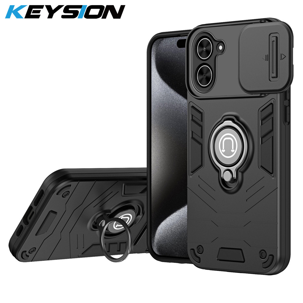 KEYSION เกราะกันกระแทกสําหรับ Redmi A5 ซิลิโคน + PC สไลด์กล้องเลนส์ป้องกันแหวนสําหรับ Xiaomi POCO C7