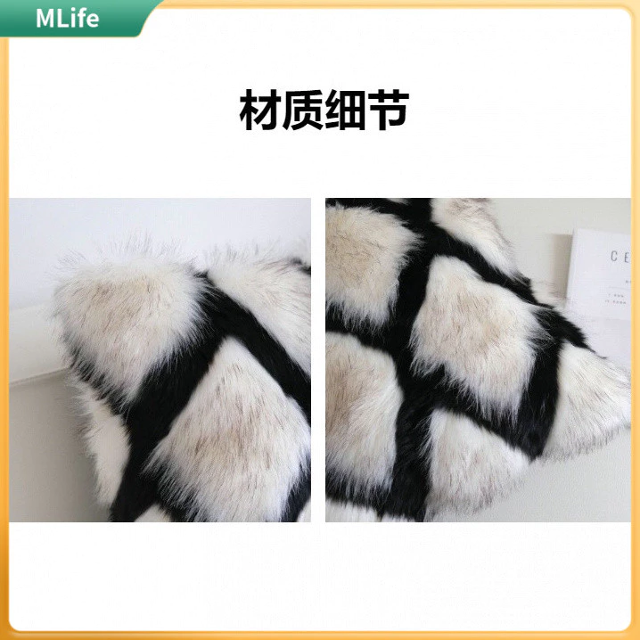 ปลอกหมอนลายขนมิงค์ 45x45 30x50 ขาวดำ สำหรับโซฟาและตกแต่งบ้าน thumbnail 8