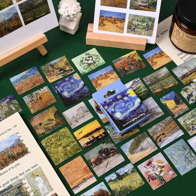 45 ชิ้น Retro น้ํามัน Paniting สติกเกอร์ Journal Deco DIY สติกเกอร์