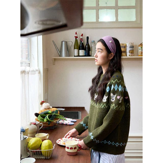 Tagi. Wide-brimmed Knitted Pearl Headband ที่คาดผม