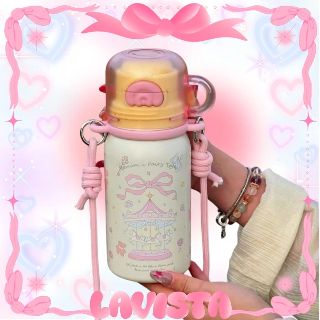 [ส่งจากไทย] กระติกน้ำเก็บความเย็นพร้อมสายสะพาย สแตนเลส316 500ML. thumbnail 6