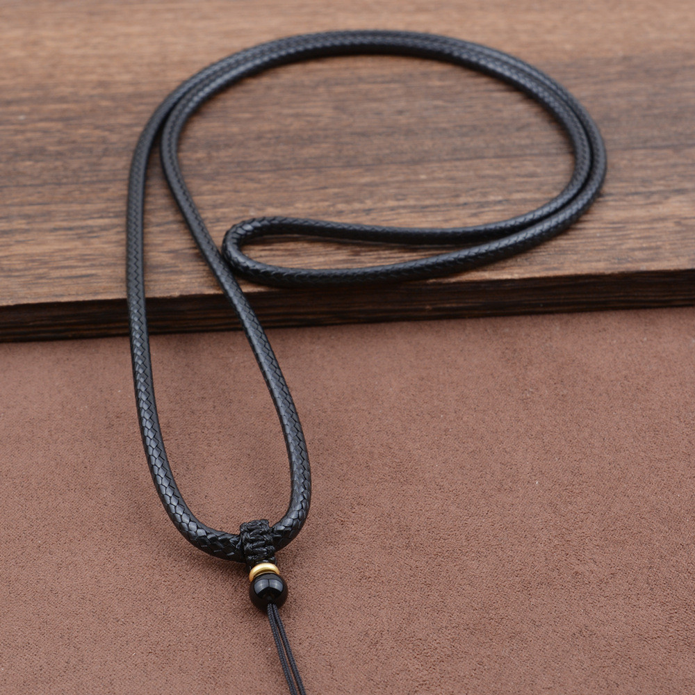 Simple Emerald Golden Buddha Yu Pei เชือกจี้ทองสร้อยคอเชือกสีดําเชือกหนังจี้เชือกสําหรับผู้ชายและผู้