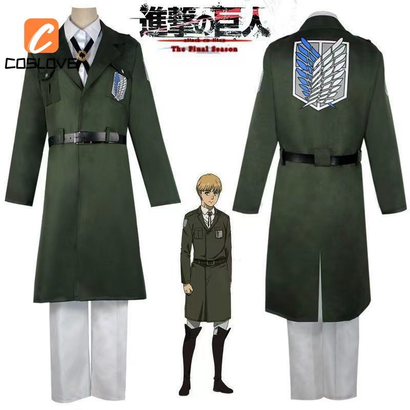ชุดคอสเพลย์ Attack on Titan Season 4 แบบแขนยาว Levi และ Eren สไตล์กองกำลังสำรวจ