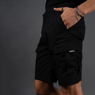 DAVIE JONES [BLK STREET] กางเกงคาร์โก้ขาสั้นผู้ชาย Relax Fit Cargo Shorts สีดำ SP0007
