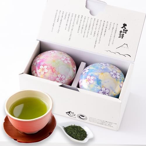Abahataen Daichi no Uta Floral Bidoro Can Set (80g × 2) - Pink and Blue - Tea, Shizuoka Tea, Suzuko 