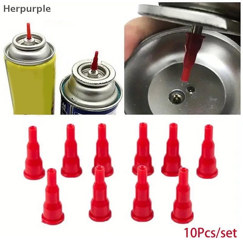 Herpurple 10 ชิ้นอะแดปเตอร์หัวฉีดบิวเทนแปลงถังเทปคาสเซ็ตเป็นถังพองขั้วต่อหัวฉีดแก๊สสําหรับเติม TH