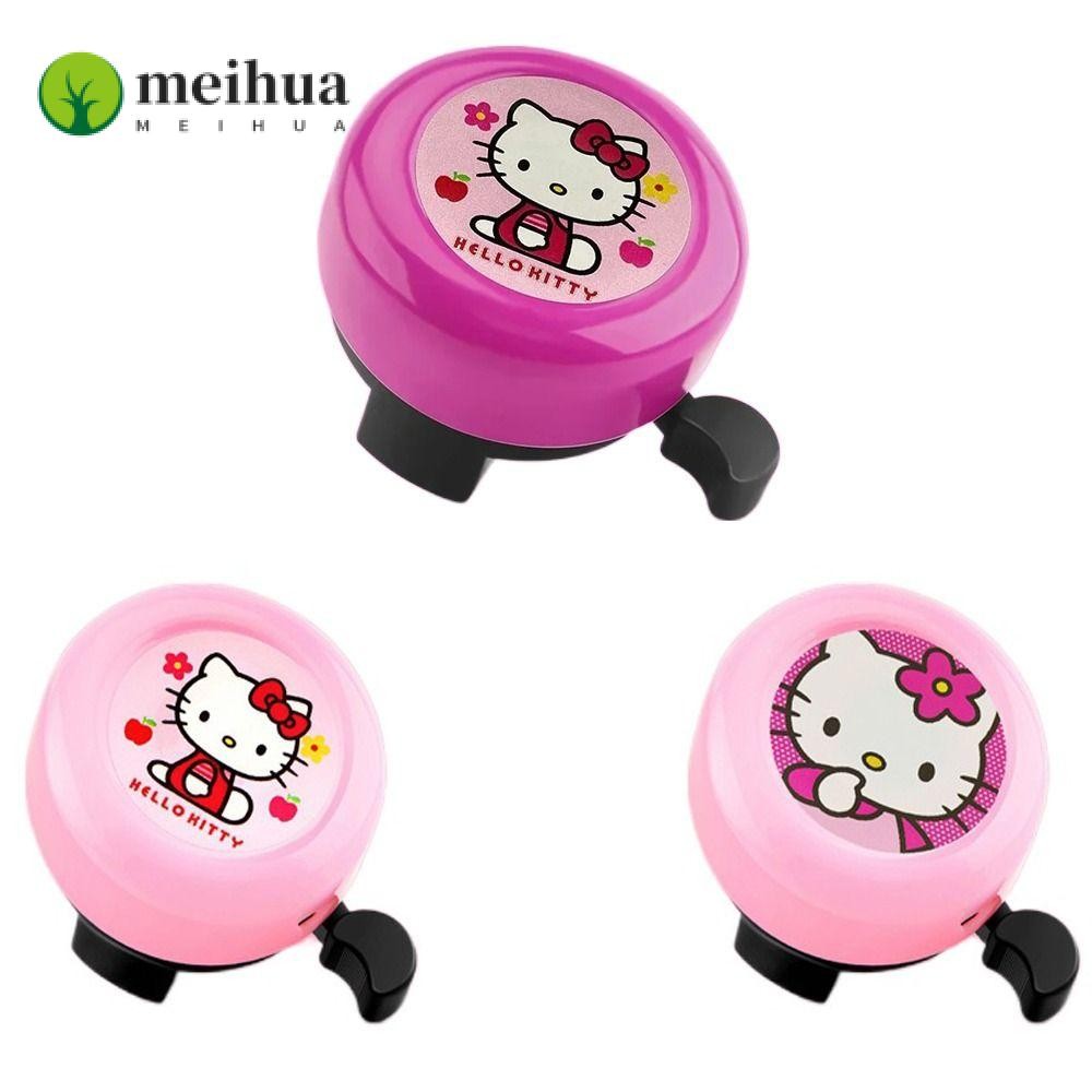 MEIHUA กระดิ่งจักรยาน Hello Kitty สไตล์การ์ตูน, มีฟังก์ชันเตือนเสียงแหวนโลหะ เหมาะสำหรับเด็กขี่จักรยาน