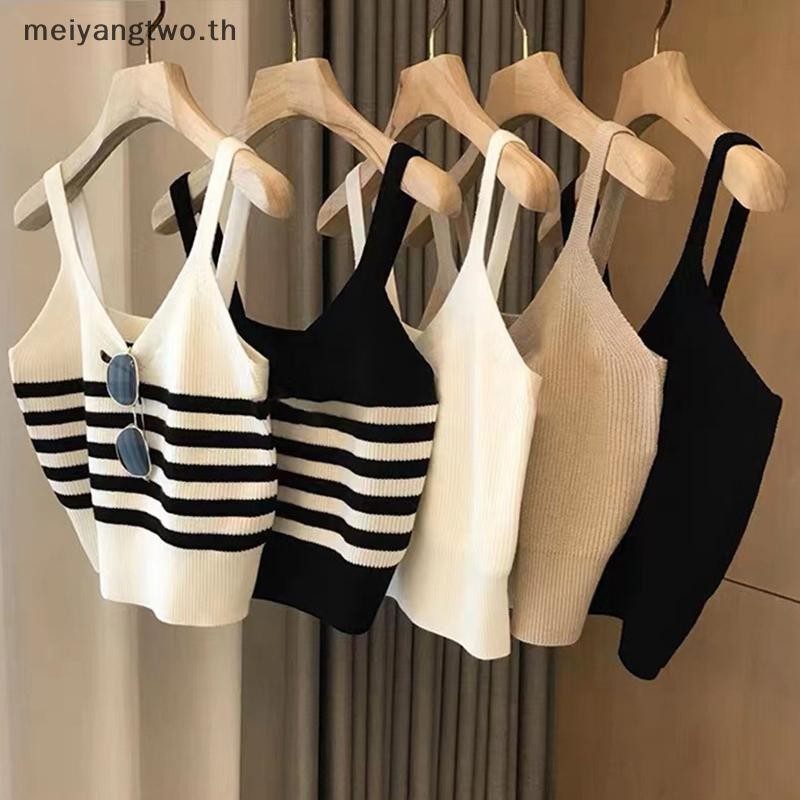 เสื้อยืดแขนกุดสีดำสีขาวสำหรับผู้หญิง ทรงคอลำลอง เหมาะสำหรับพักผ่อนหรือใส่วันธรรมดา