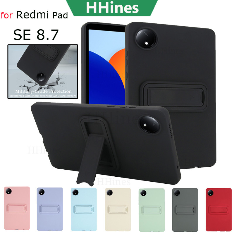 สําหรับ Xiaomi Redmi Pad SE 8.7 นิ้ว 2024 แท็บเล็ตซิลิโคนนุ่ม TPU กรณีซิลิโคนกันกระแทกสําหรับ Redmi Pad SE 4G 8.7 " 2024 เกราะป้องกันพร้อม Kickstand ฝาครอบ