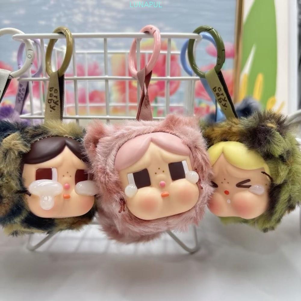 LUNAPUL Crybaby ตุ๊กตาตัวเลข,เสือดาวพิมพ์สะสม Crybaby พวงกุญแจตุ๊กตา,นุ่มตุ๊กตาโทรศัพท์เชือกไวนิลการ์ตูนจี้ Crybaby ตุ๊กตาตุ๊กตากระเป๋าเป้สะพายหลังตกแต่ง