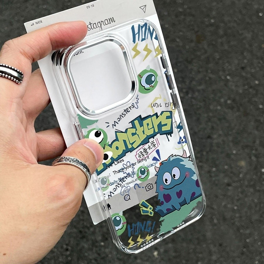SAMSUNG การ์ตูนมอนสเตอร์กรอบโลหะเคสโทรศัพท์สําหรับSamsung S24 S22 S20 S23 S25 S21 S25FE S22FE S23PLU