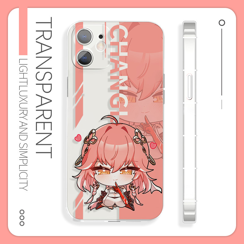 เคส TPU iPhone สําหรับ 11-16/Pro/Max พร้อมการออกแบบ Wuthering Waves Changli ในโปร่งใส/ครีม/เคลือบ​