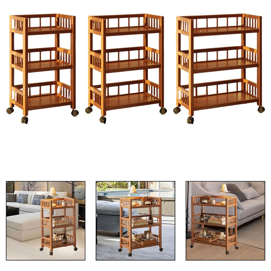 [kbwiik] 3 ชั้น Rolling Utility Cart Book Storage Rack Organization Mobile with Wheel Multifunctiona
