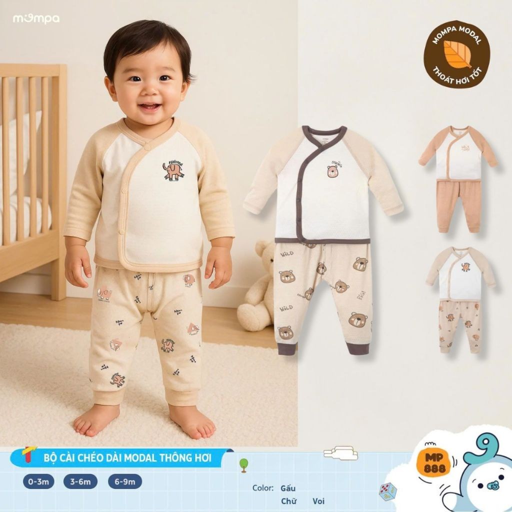 แม่ ชุดเด็กแรกเกิดแขนยาว0-9เดือนไขว้ ผ้า เป็นกิริยาช่วย MP 888