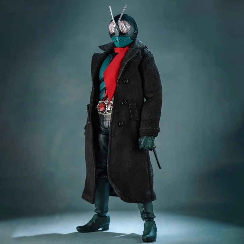 1/12 ใหม่ Kamen Rider SHF Frs20 ซม.อัพเกรด Suede สีดํายาว Windbreaker ผ้าพันคอสีแดงรายละเอียดไข่ขนาดเล็ก