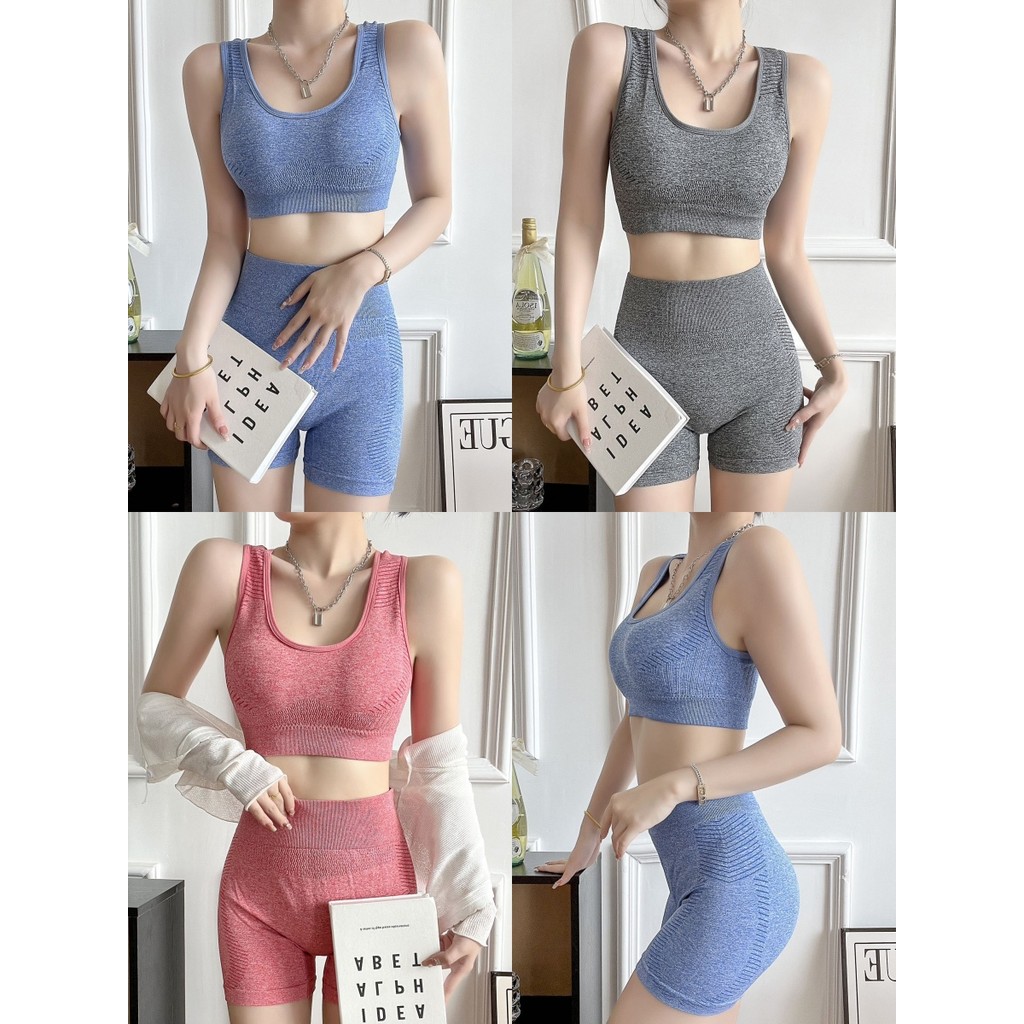 🍇Evelyn🍇ชุดโยคะ เสริมฟองน้ำ ผ้านิ่ม ผู้หญิง แขนกุด slim fit สีทึบ ชุดออกกำลังกาย ใส่สบายมาก ส่งไวจากไทย แฟชั่น