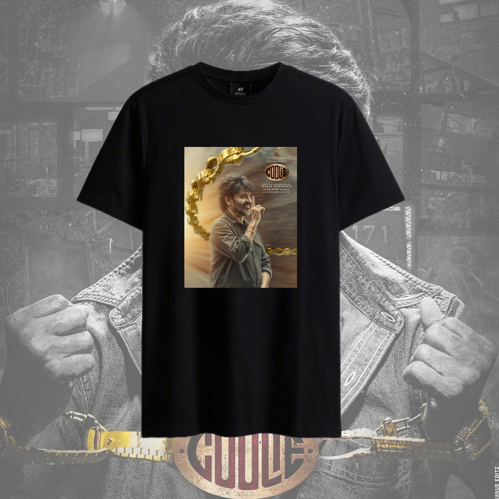Coolie Rajini T เสื้อ SUPER STAR RAJINI เสื้อ Coolie ภาพยนตร์ 100% ผ้าฝ้ายแขนสั้นสําหรับ Unisex ผู้ห