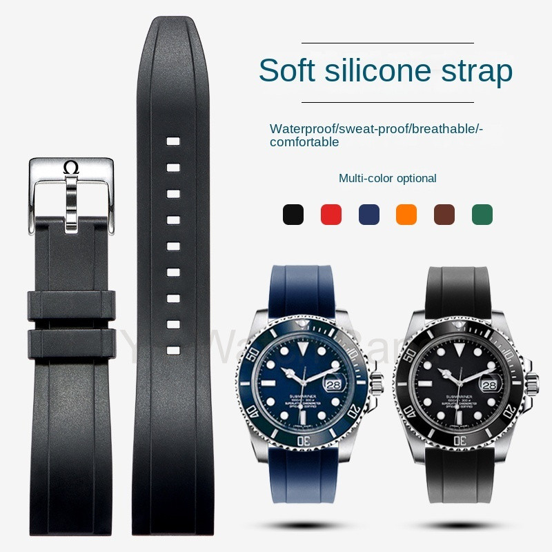 18/20/22/24 มม.ยางซิลิโคนสําหรับ Omg สายรัดใหม่ Seamaster 300 Speedmaster ผีเสื้อ Fly Ocean Planet ยางนาฬิกาสร้อยข้อมือนุ่มกันน้ํากีฬา Band
