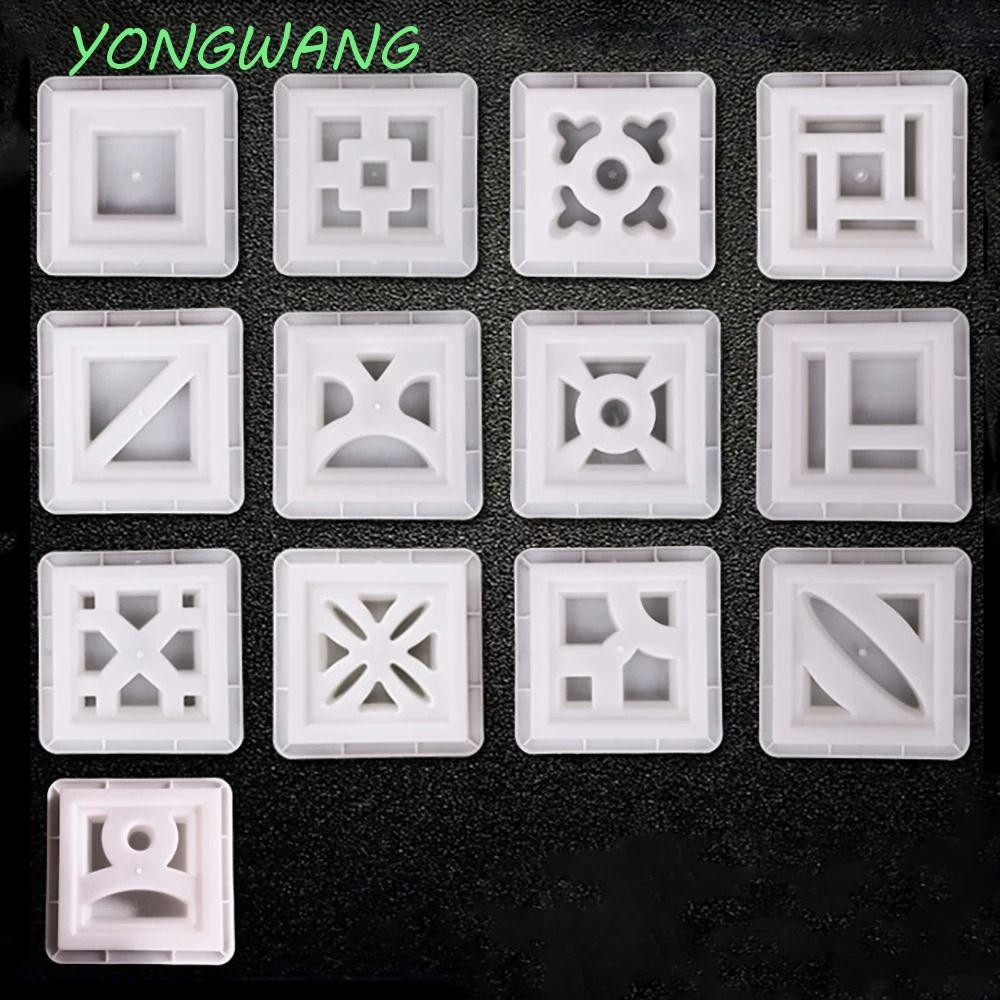 YONGWANG แม่พิมพ์อิฐกลวง, 20*20*6 ซม.ซีเมนต์สแควร์อิฐโบราณแม่พิมพ์,คอนกรีตปู 3D แกะสลัก Anti-Slip หน้าต่างพลาสติกดอกไม้รั้วทําแม่พิมพ์ Garden Wall