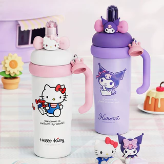 Sanrio Ice King Cup Crayon Shin Chan ถ้วยฉนวนสแตนเลสความจุขนาดใหญ่ถ้วยน้ํานักเรียนถ้วยน้ําฟางระบายความร้อน