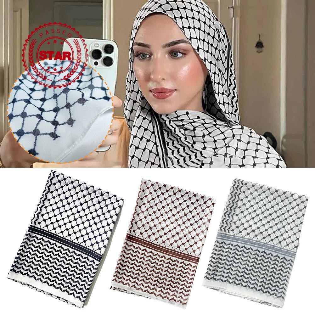 ชีฟองพิมพ์ลายสก๊อตยาวผ้าพันคอกลาง Headscarf Uae East Qatar K6o5