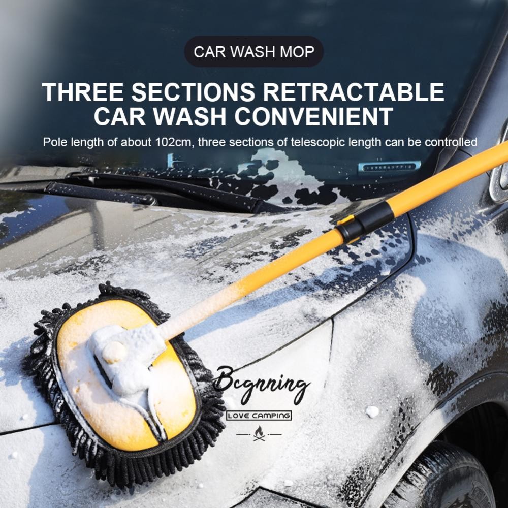 ᲦBE ไม้ถูพื้นซักผ้าอัตโนมัติ Telescoping Auto Detailing Mop Long Handle Car Care Cleaner Chenille Au