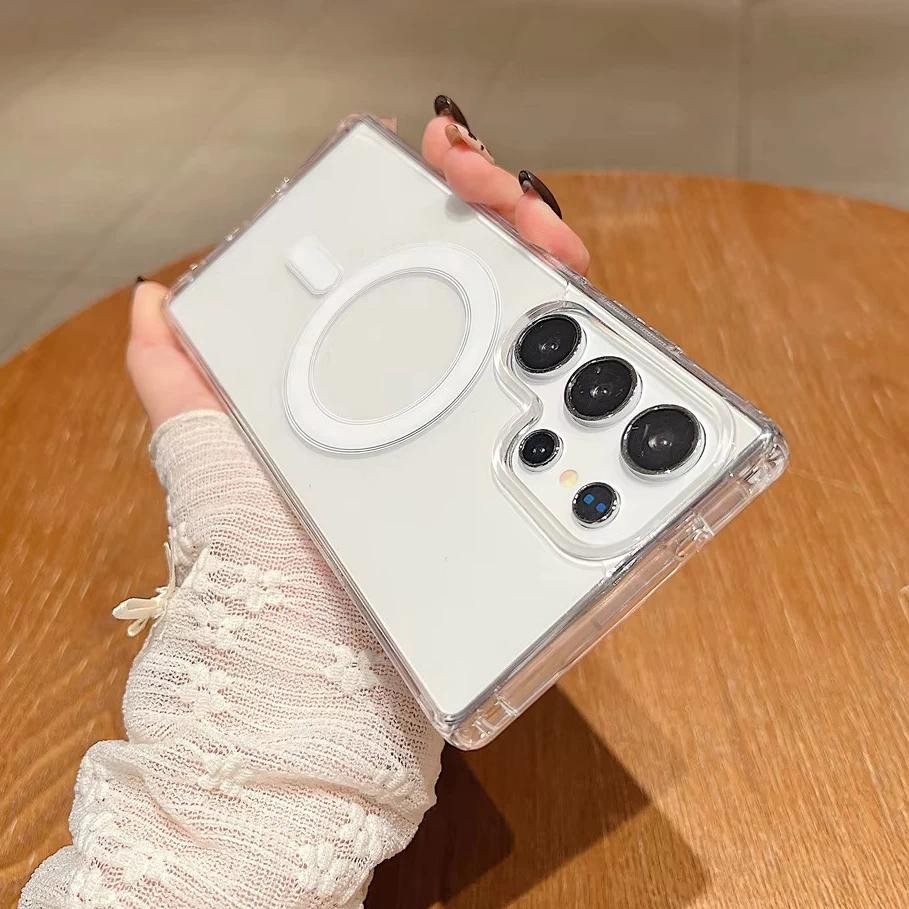 เคสแม่เหล็ก CASEใส สำหรับ for Samsung A56 A06 A16 A36 A26 S25 Ultra S24 S23 FE S22 Plus Magnetic เคส