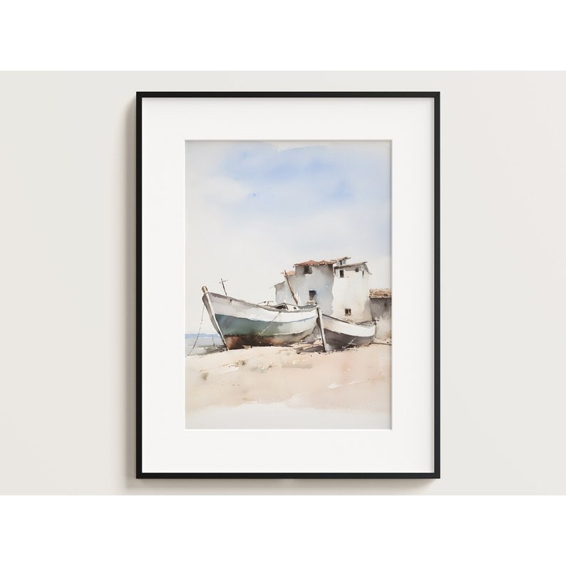 Boot Malerei See Haus Wandbild, Boot, Segelboot Malerei, Boot Druck, Boot Kunst, Segelboot Wandkunst