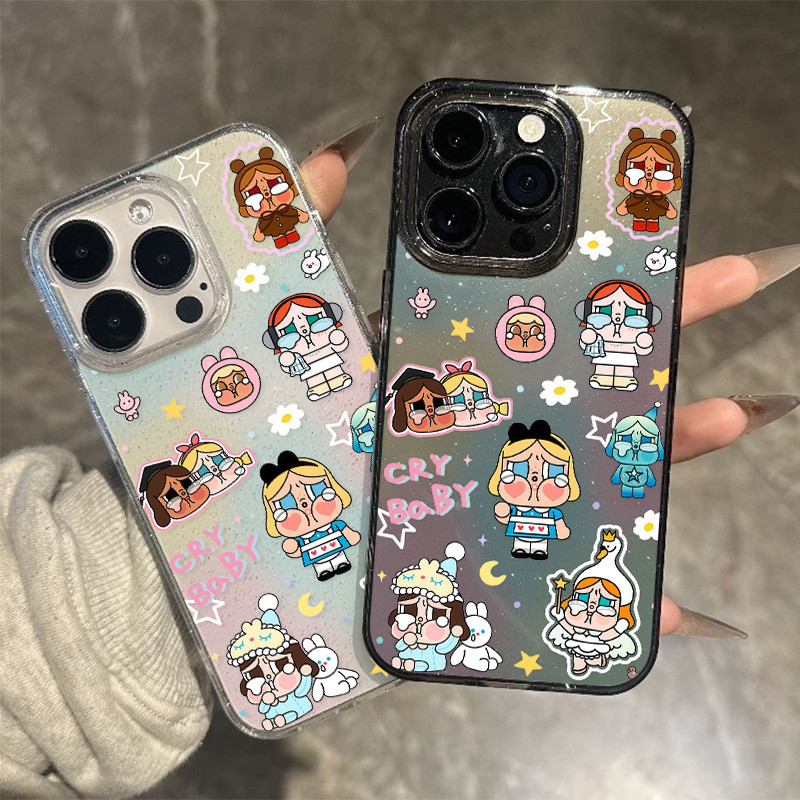 🦋KIDDY🦋เคสไอโฟน เคสใสกากเพชร สำหรับ iPhone 11 16 pro max 13 12 14 15 promax 7 plus  เคสใสกันกระแทก วิจิตร Flash CryBaby