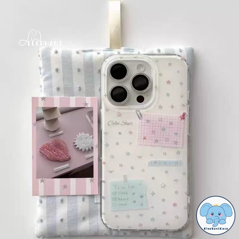 เคสไอโฟน 16Plus สำหรับ IPhone 15Plus 16 15 13 11 12 14 Pro Max 16 15 14 Plus เคส IMD ลายดาวสีลูกกวาดแสนน่ารักและชวนฝัน
