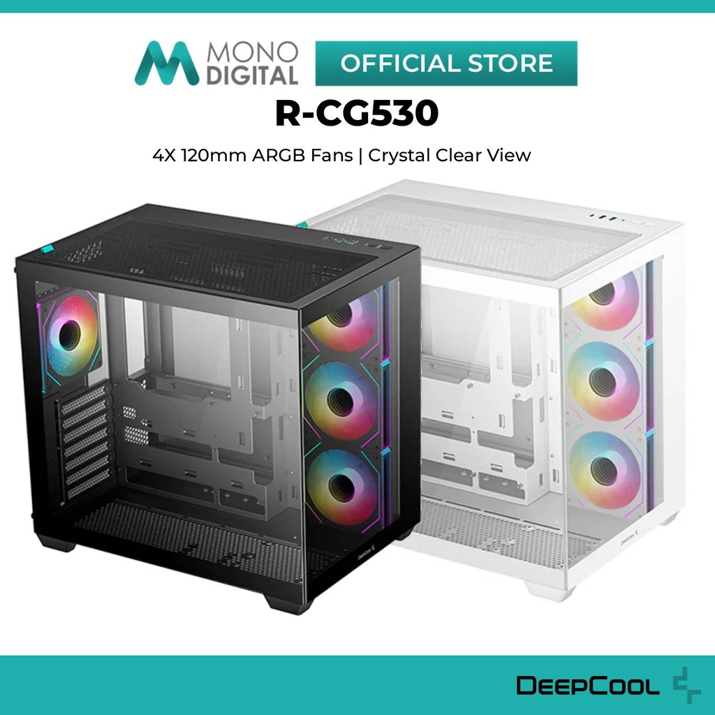 DEEPCOOL CG530 ATX CASING พร้อมพัดลม ARGB 4*120 มม. / คริสตัลมุมมองที่ชัดเจน - เคสพีซี DESKTOP / CAS