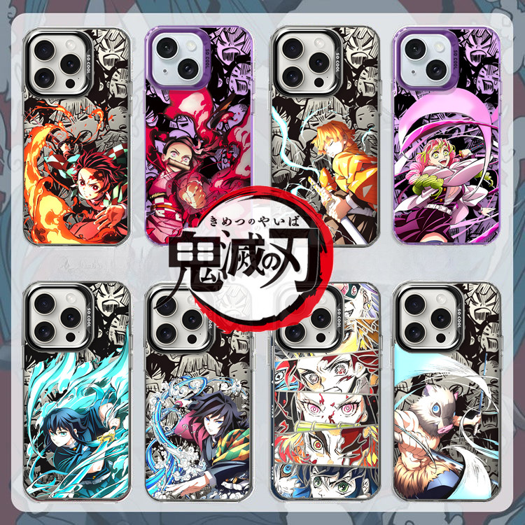เคสโทรศัพท์สําหรับ iPhone 16E 11 15 16 Pro Max Plus Anime Demon Slayer Cool Hard Matte Laser IMD