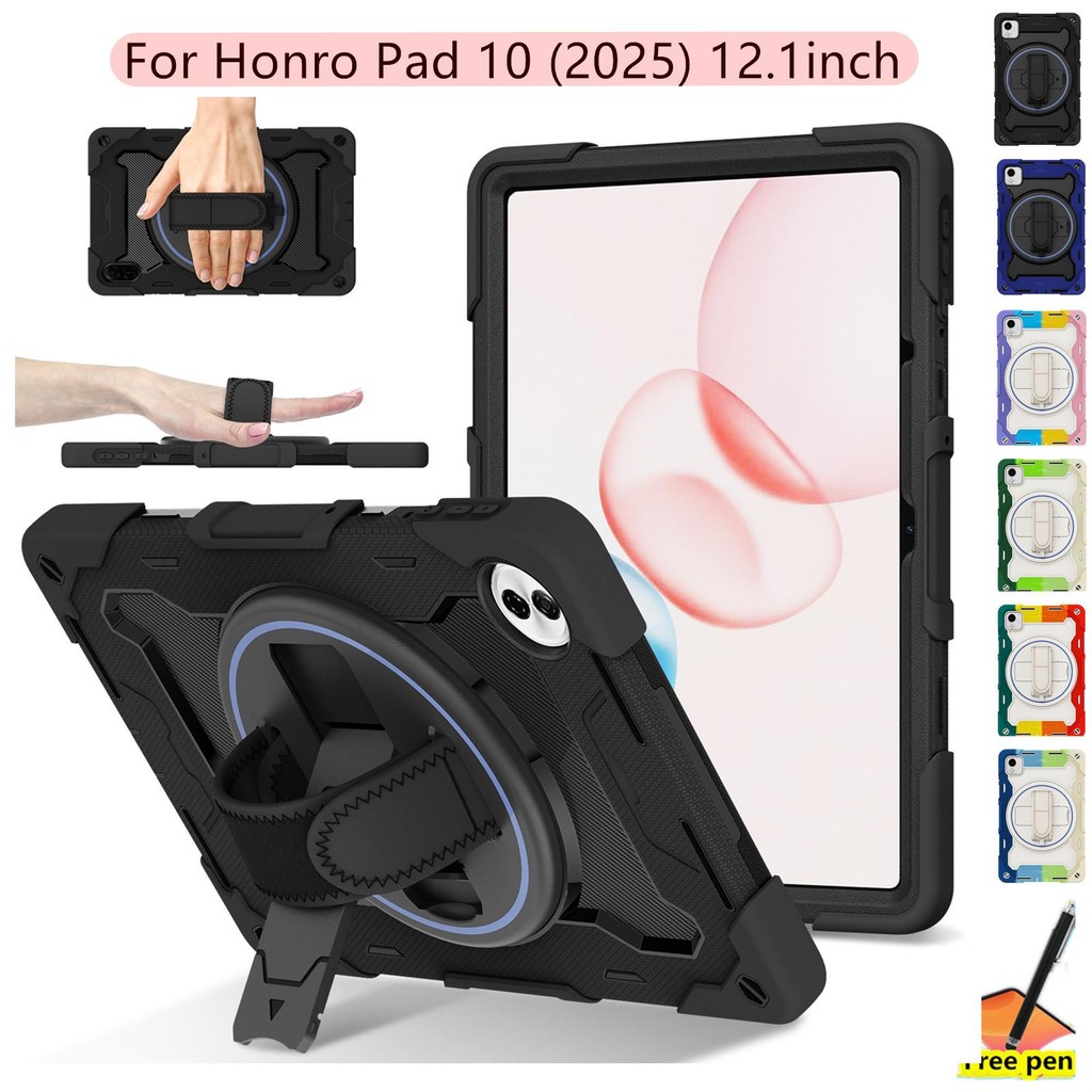 Ase Compatible Honor pad 10 แท็บเล็ต 12.1 นิ้ว 2025 แท็บเล็ตป้องกันปลอก เด็ก ความปลอดภัยของเด็ก กันกระแทก ฝาครอบป้องกัน วงเล็บปรับ