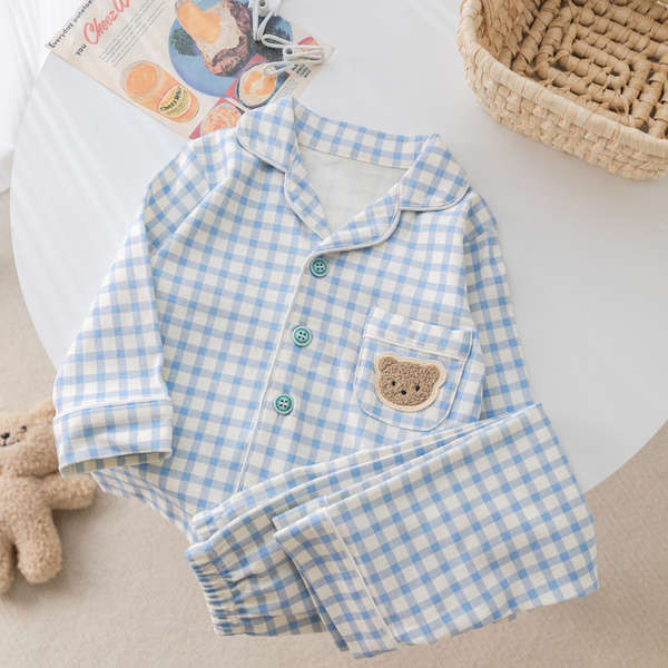 kiki baby shop ชุดนอนการ์ตูน ชุดนอนเด็ก ชุดนอนเด็กผู้หญิงผ้าฝ้ายแท้สำหรับฤดูใบไม้ผลิและฤดูใบไม้ร่วงช