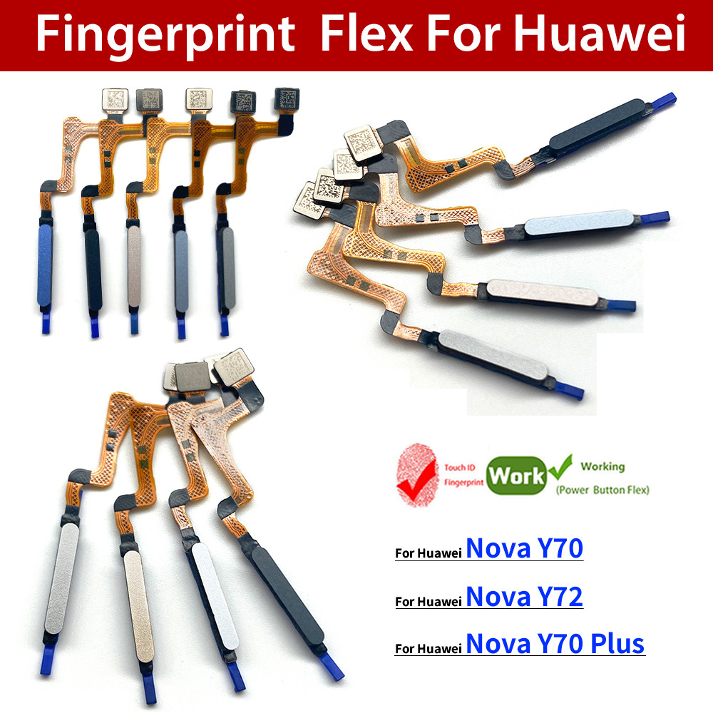 สําหรับ Huawei Nova Y70 Y72 Y70 Plus เครื่องสแกนลายนิ้วมือ Touch ID Sensor ปุ่มไฟ Flex Cable