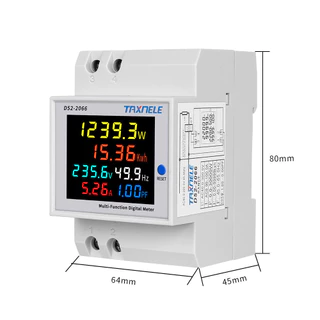 เครื่องวัดพลังงานไฟฟ้า หน้าจอสี Tuya WiFi 8in1 Power Meter APP ควบคุม 2P AC 170-270V 63A แรงดันไฟฟ้าเมตรไฟฟ้าเมตร