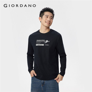 GIORDANO MEN 100% Cotton sport theme print long sleeve tee 0…