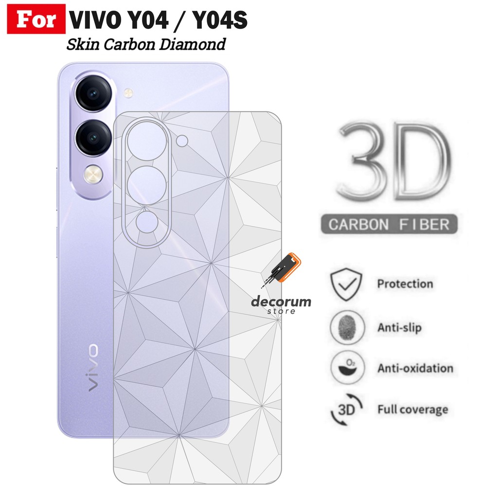 Vivo Y04 Y04S Y19S GT Carbon Skin Garskin Diamond Motif Back โทรศัพท์มือถือ