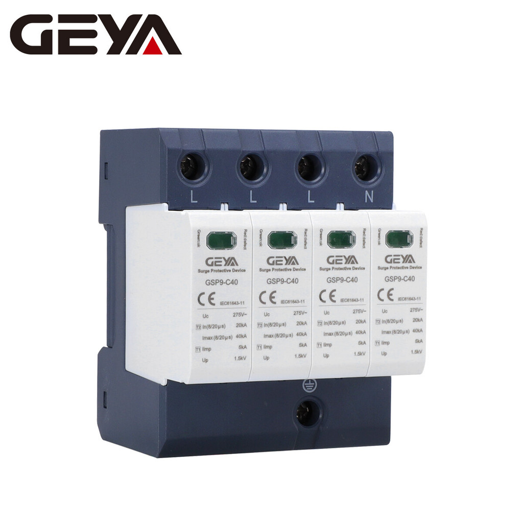 GEYA GSP9 4Pole Surge Protector 20KA-40KA SPD AC275V/385V/400V/440V SPD Lightning Protector Din Rail