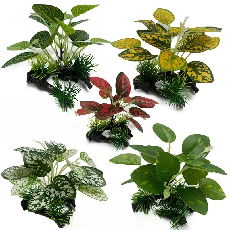 ตู้ปลาการจัดสวนตกแต่งจําลองน้ําใบจมไม้จําลองพืชสาหร่ายเครื่องประดับจําลองใบผ้าไหมตกแต่งตู้ปลา