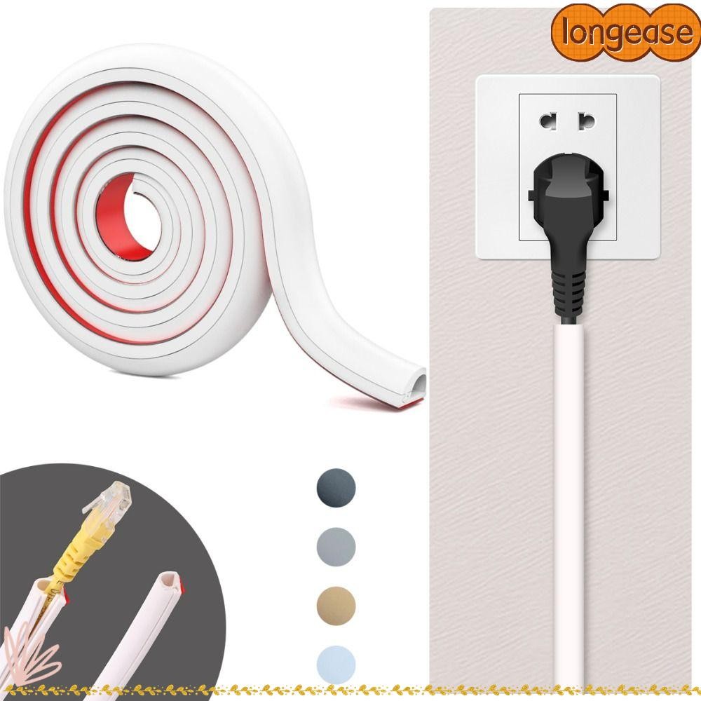 LONGE Wall Cord Hider, 1m Wall Mount Wire Cover, Professional ยืดหยุ่น PVC Self-Adhesive Cable คอนซี