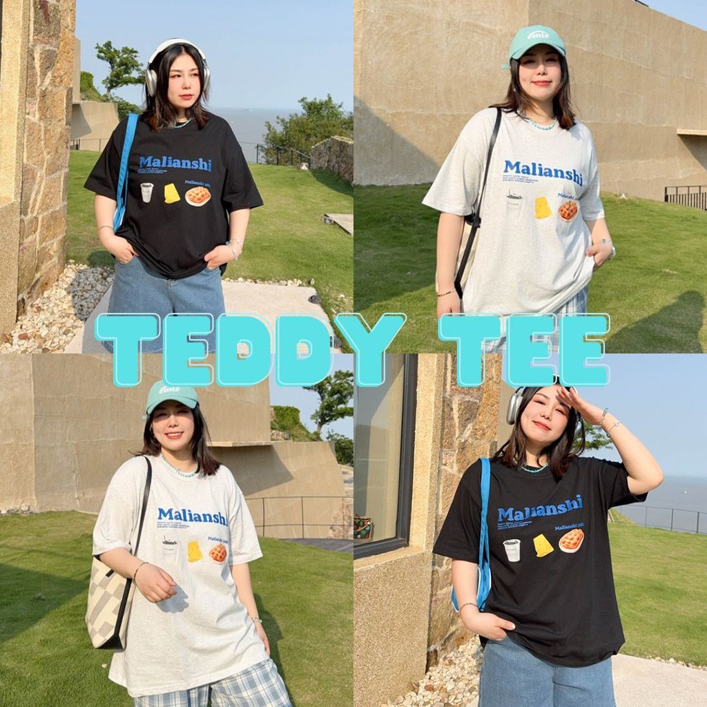 Teddy Tee 🧀 ชุดสาวอวบ ผ้าฝ้าย100% สวมใส่สบาย สาวอวบ เสื้อยืด oversize ยืดได้ ลาย "MALIANSHI" แฟชั่น สไตล์ลำลอง