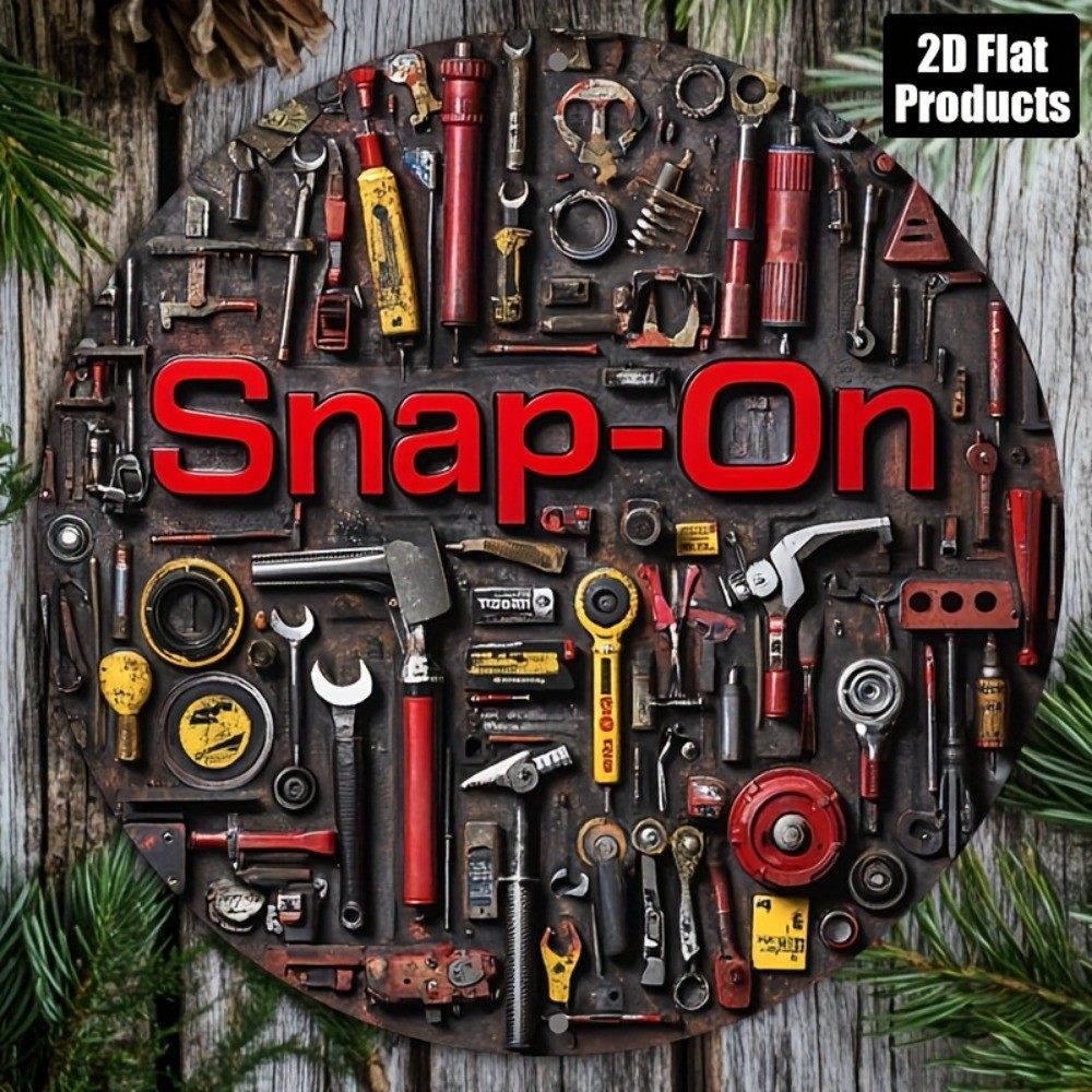 Vintage 2D Metal Wall Art - Snap-On เครื่องมือตกแต่งสําหรับห้องครัวสํานักงานบาร์ของขวัญ